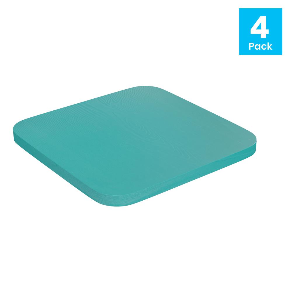 Perry Set of 4 Poly Resin Wood Seat with Rounded Edges for Colorful Metal Chairs and Stools in Mint. Picture 2