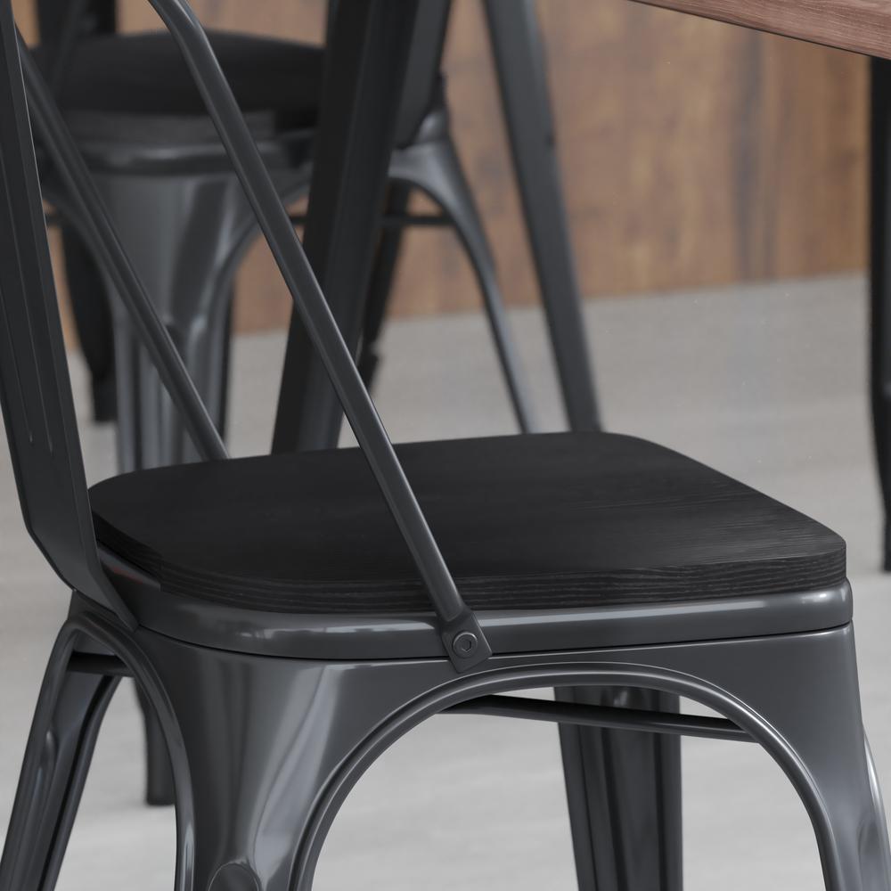 Perry Poly Resin Wood Square Seat with Rounded Edges for Colorful Metal Barstools in Black. Picture 1