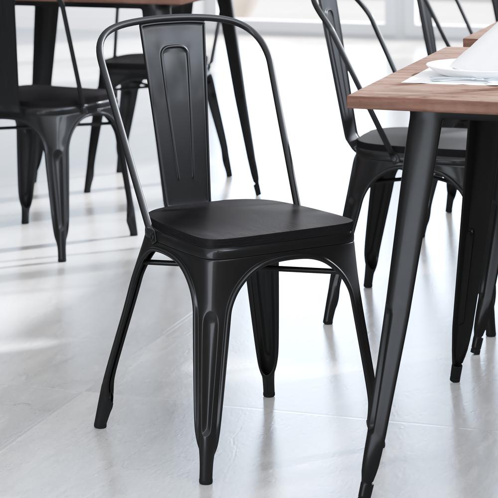 Perry Poly Resin Wood Square Seat with Rounded Edges for Colorful Metal Barstools in Black. Picture 7