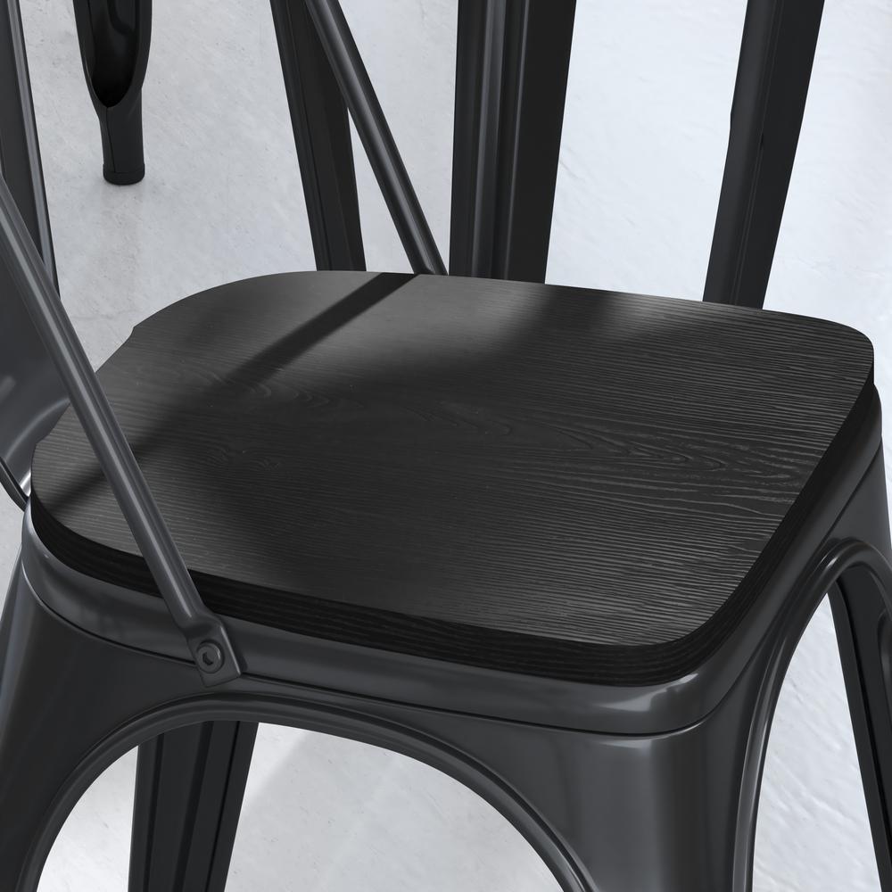 Perry Poly Resin Wood Square Seat with Rounded Edges for Colorful Metal Barstools in Black. Picture 8