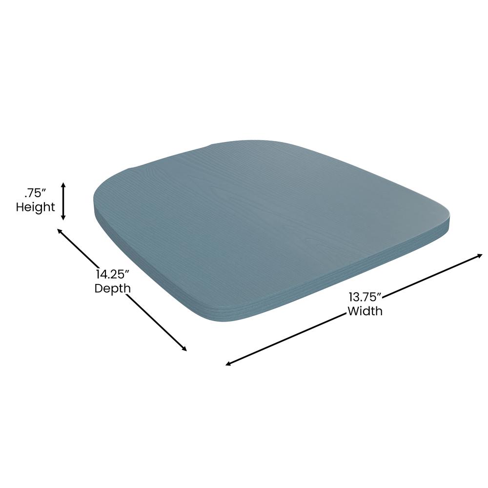 Perry Poly Resin Wood Square Seat with Rounded Edges for Colorful Metal Barstools in Teal-Blue. Picture 6