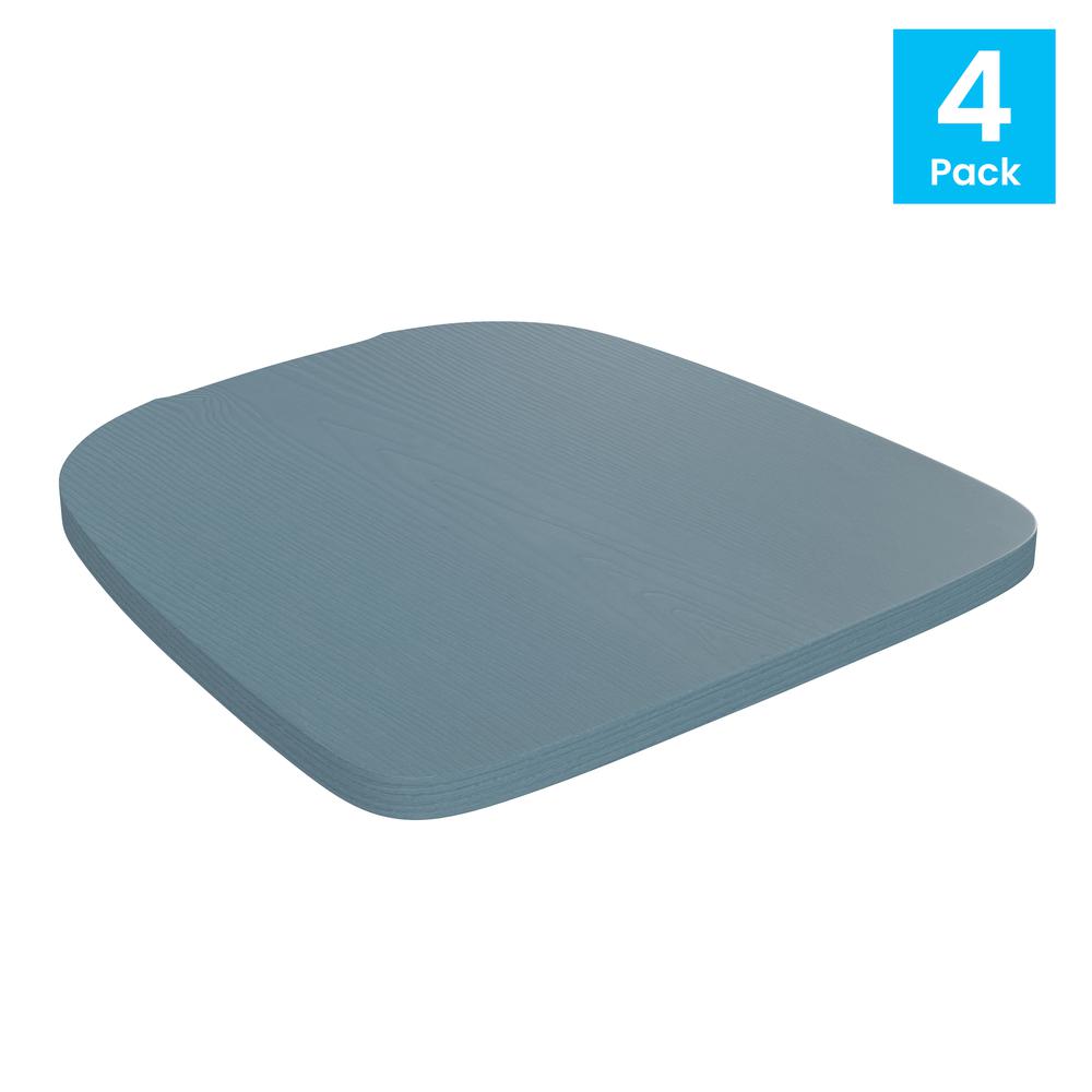Perry Poly Resin Wood Square Seat with Rounded Edges for Colorful Metal Barstools in Teal-Blue. Picture 2