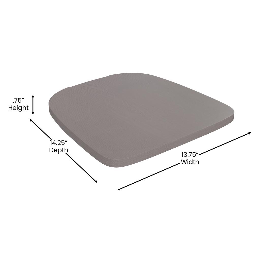 Perry Poly Resin Wood Square Seat with Rounded Edges for Colorful Metal Barstools in Gray. Picture 6