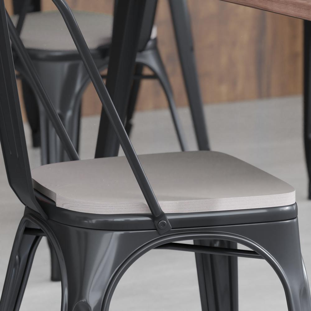 Perry Poly Resin Wood Square Seat with Rounded Edges for Colorful Metal Barstools in Gray. Picture 1