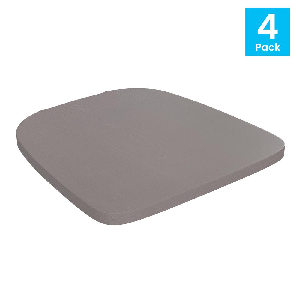 Perry Poly Resin Wood Square Seat with Rounded Edges for Colorful Metal Barstools in Gray. Picture 2