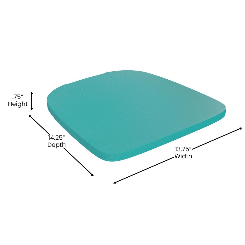 Perry Poly Resin Wood Square Seat with Rounded Edges for Colorful Metal Barstools in Mint. Picture 6