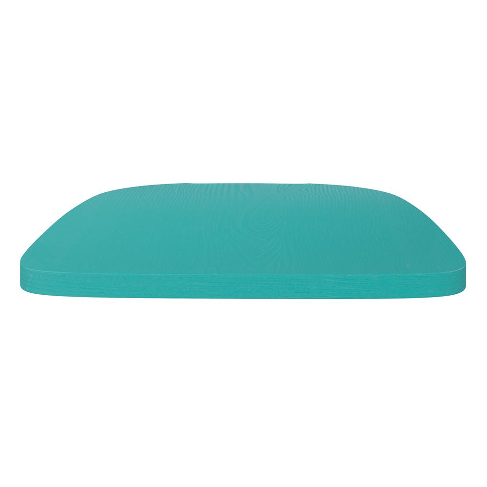 Perry Poly Resin Wood Square Seat with Rounded Edges for Colorful Metal Barstools in Mint. Picture 9