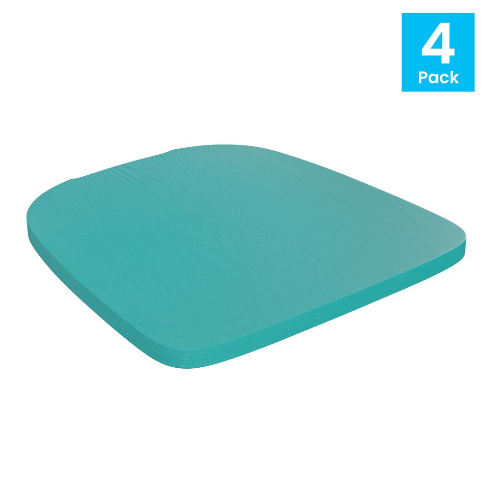 Perry Poly Resin Wood Square Seat with Rounded Edges for Colorful Metal Barstools in Mint. Picture 1