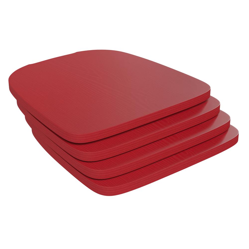 Perry Poly Resin Wood Square Seat with Rounded Edges for Colorful Metal Barstools in Red. Picture 3