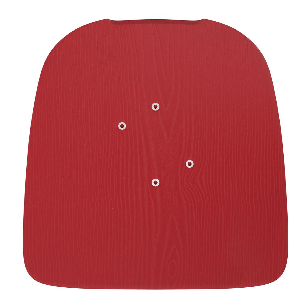 Perry Poly Resin Wood Square Seat with Rounded Edges for Colorful Metal Barstools in Red. Picture 11
