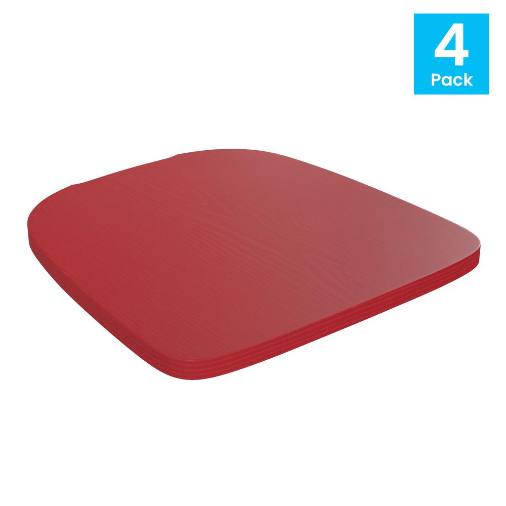 Perry Poly Resin Wood Square Seat with Rounded Edges for Colorful Metal Barstools in Red. Picture 2