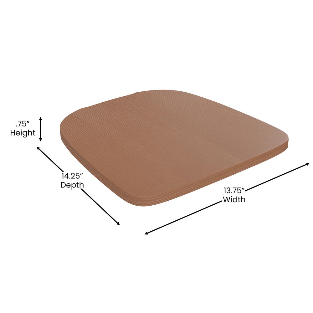 Perry Poly Resin Wood Square Seat with Rounded Edges for Colorful Metal Barstools in Teak. Picture 6