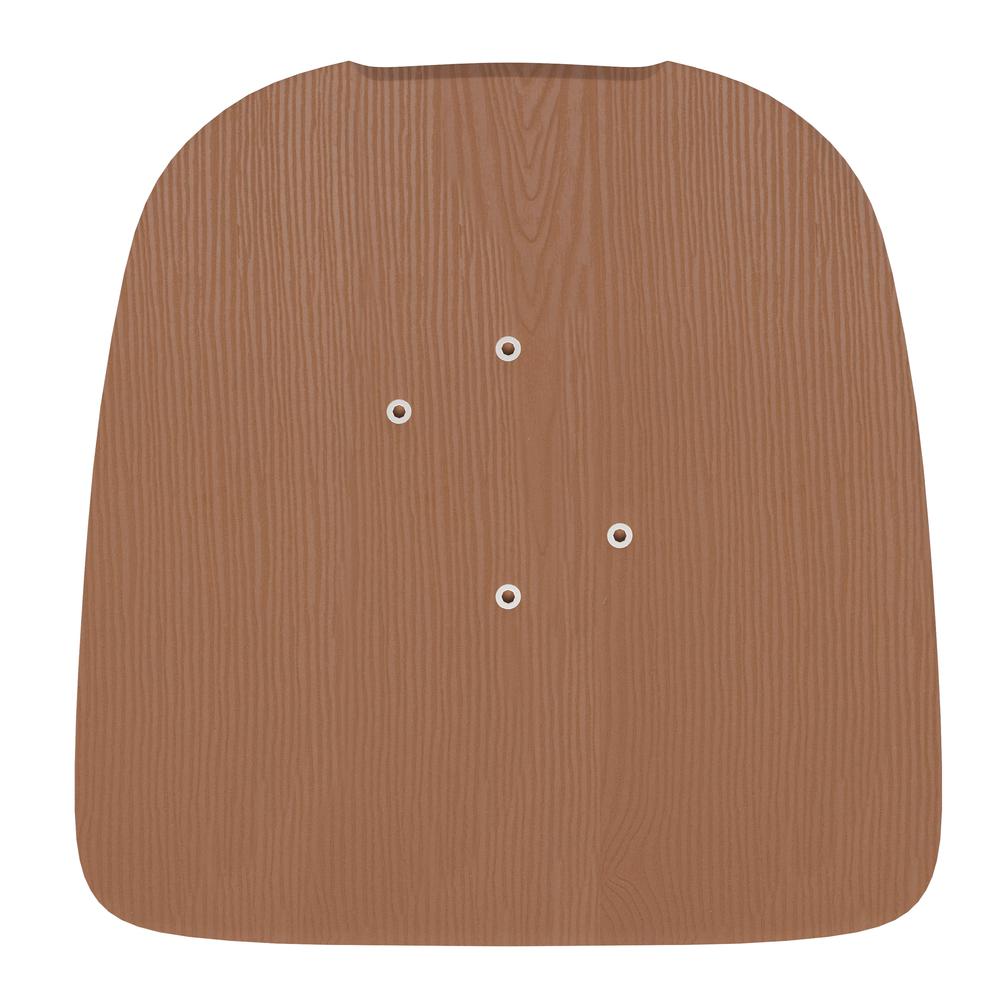 Perry Poly Resin Wood Square Seat with Rounded Edges for Colorful Metal Barstools in Teak. Picture 11