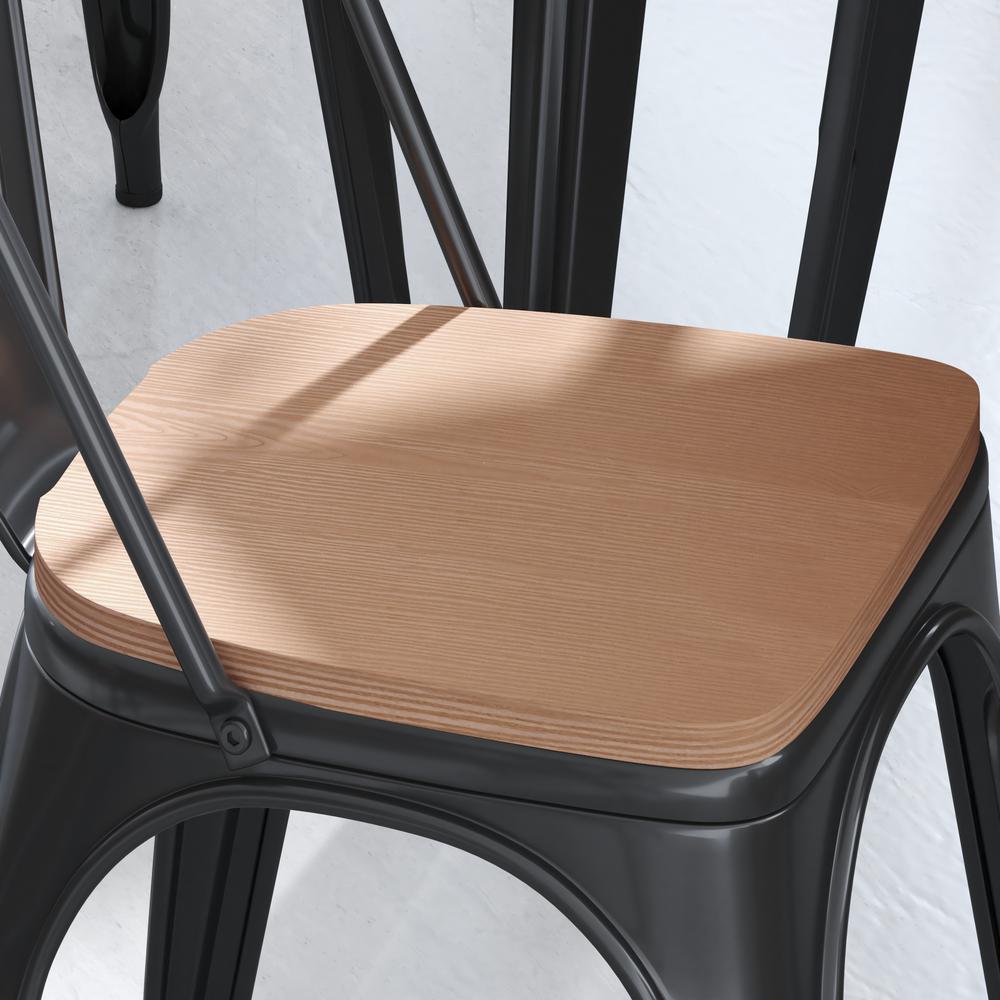 Perry Poly Resin Wood Square Seat with Rounded Edges for Colorful Metal Barstools in Teak. Picture 8