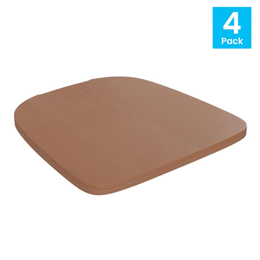 Perry Poly Resin Wood Square Seat with Rounded Edges for Colorful Metal Barstools in Teak. Picture 2