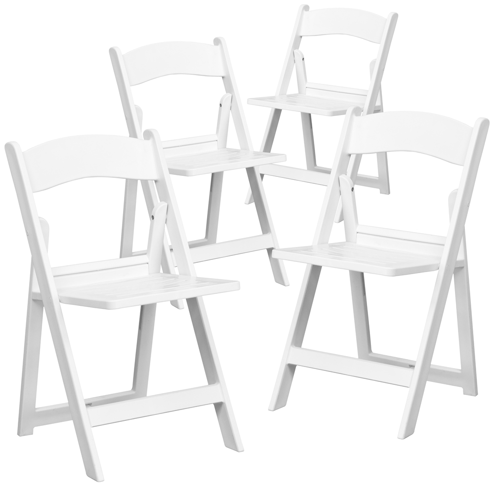 4 Pk. HERCULES Series 1000 lb. Capacity White Resin Folding Chair with Slatted Seat. Picture 1