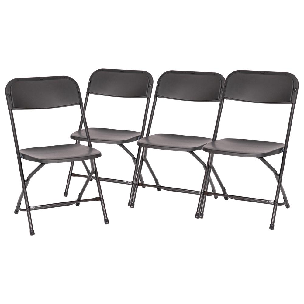 Hercules™ Series 4 Pack Black Plastic Folding Chairs, Commercial Grade Contoured Comfort Big & Tall, 650LB. Weight Capacity Chair. Picture 3