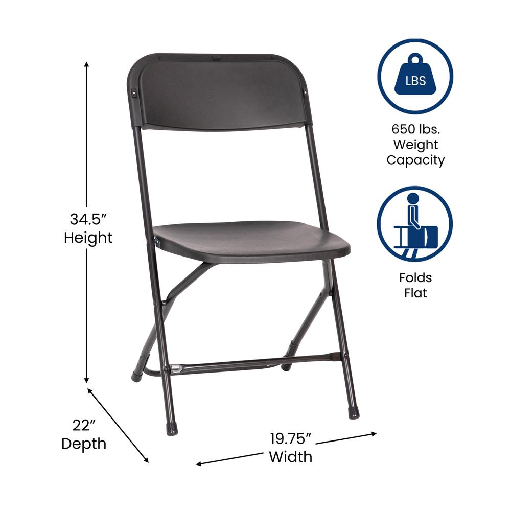 Hercules™ Series 4 Pack Black Plastic Folding Chairs, Commercial Grade Contoured Comfort Big & Tall, 650LB. Weight Capacity Chair. Picture 8