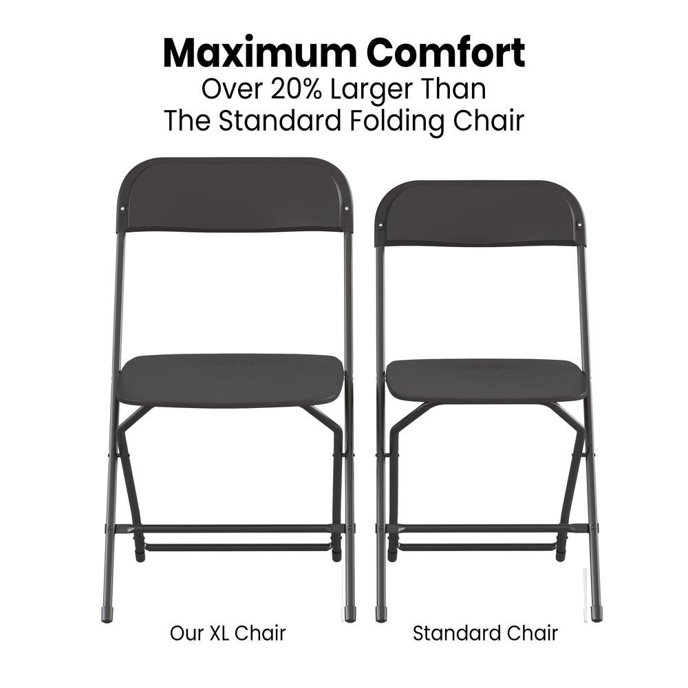 Hercules™ Series 4 Pack Black Plastic Folding Chairs, Commercial Grade Contoured Comfort Big & Tall, 650LB. Weight Capacity Chair. Picture 5
