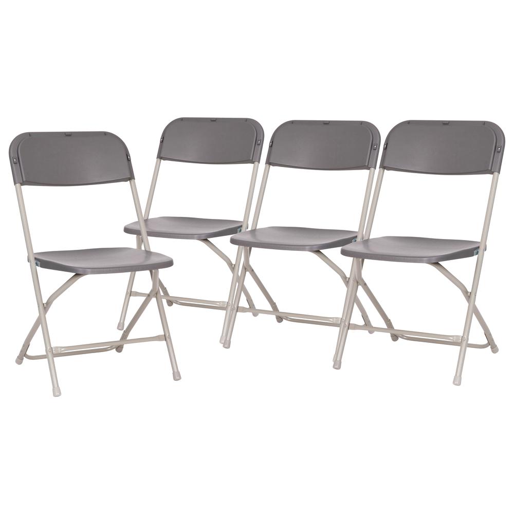 Hercules™ Series 4 Pack Gray Plastic Folding Chairs, Commercial Grade Contoured Comfort Big & Tall, 650LB. Weight Capacity Chair. Picture 3