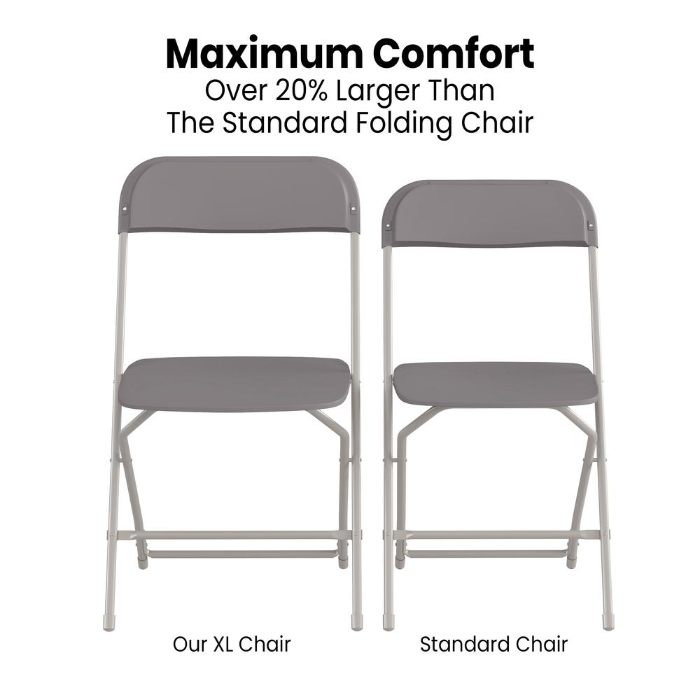 Hercules™ Series 4 Pack Gray Plastic Folding Chairs, Commercial Grade Contoured Comfort Big & Tall, 650LB. Weight Capacity Chair. Picture 5