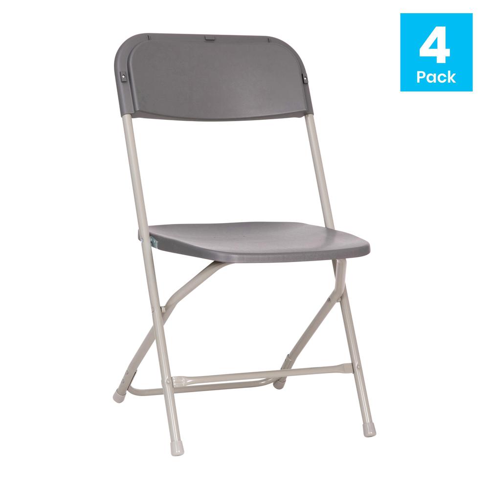 Hercules™ Series 4 Pack Gray Plastic Folding Chairs, Commercial Grade Contoured Comfort Big & Tall, 650LB. Weight Capacity Chair. Picture 2