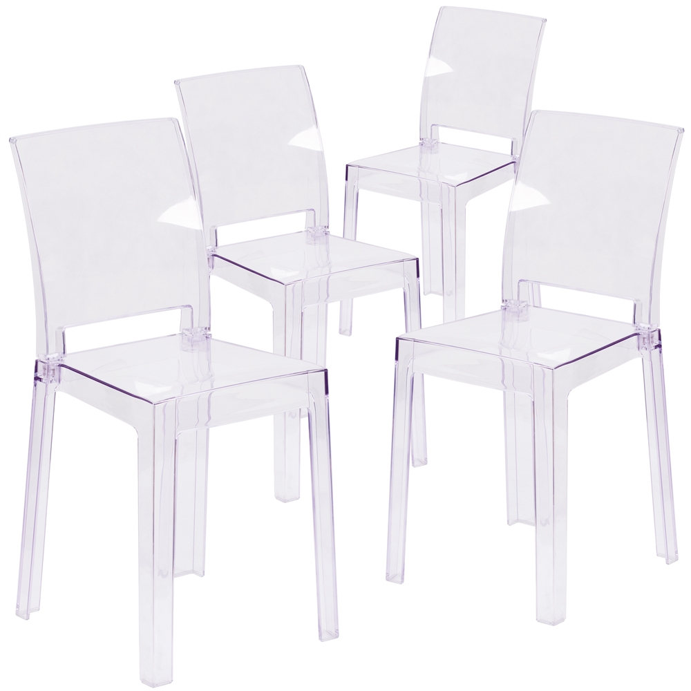 Ghost Side Chair in Transparent Crystal 4 Pk 