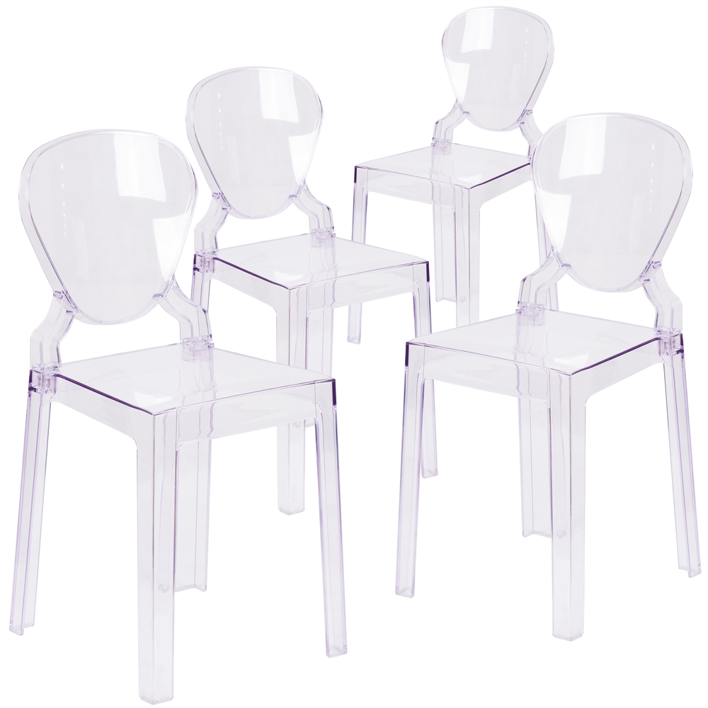4 Pk. Ghost Chair in Transparent Crystal with Tear Back. Picture 1