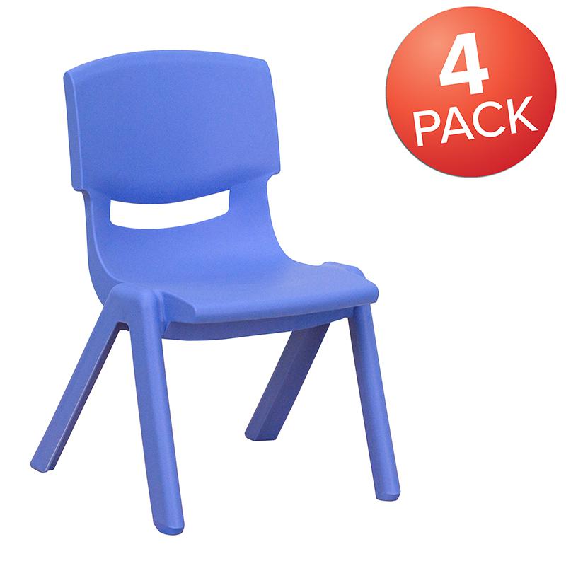 4 Pack Blue Plastic Stackable School Chair with 10.5'' Seat Height. Picture 2