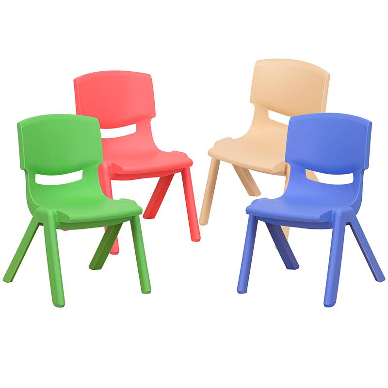 4 Pack Plastic Stackable School Chairs with 10.5" Seat Height, Assorted Colors. Picture 3