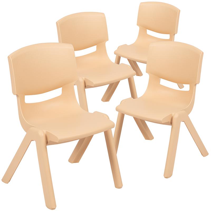4 Pack Natural Plastic Stackable School Chair with 10.5" Seat Height. Picture 3