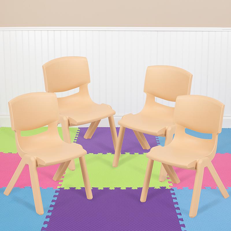 4 Pack Natural Plastic Stackable School Chair with 10.5" Seat Height. Picture 2
