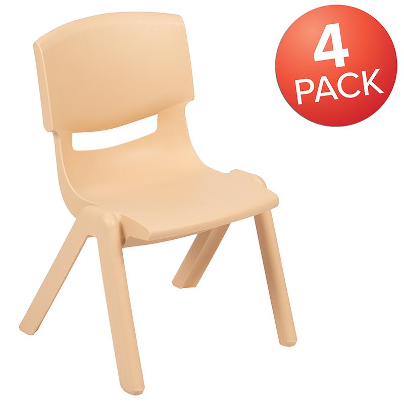 4 Pack Natural Plastic Stackable School Chair with 10.5" Seat Height. Picture 1