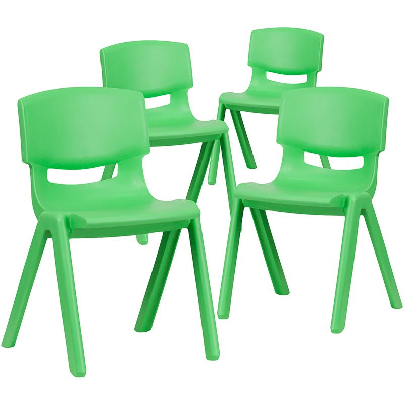 4 Pack Green Plastic Stackable School Chair with 13.25'' Seat Height. Picture 3