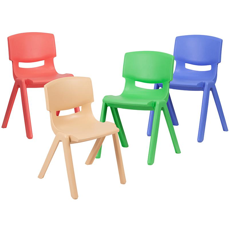 4 Pack Plastic Stackable School Chairs with 13.25" Seat Height, Assorted Colors. Picture 3