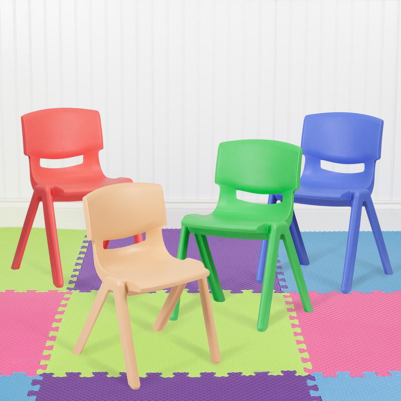 4 Pack Plastic Stackable School Chairs with 13.25" Seat Height, Assorted Colors. Picture 1