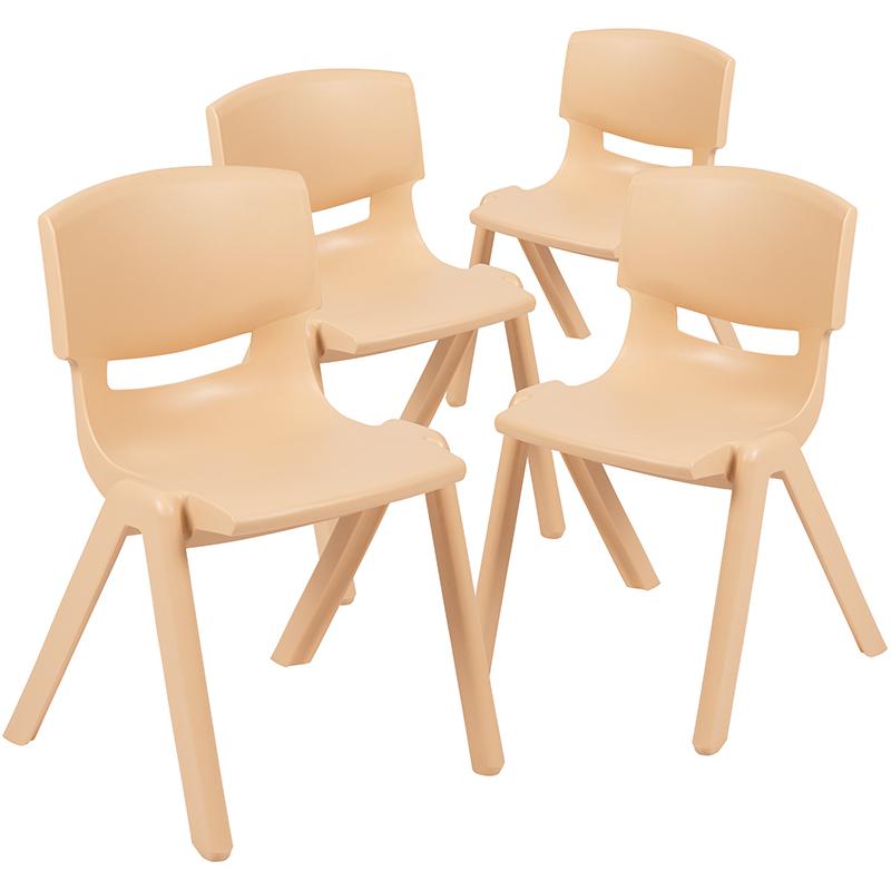 4 Pack Natural Plastic Stackable School Chair with 13.25" Seat Height. Picture 3