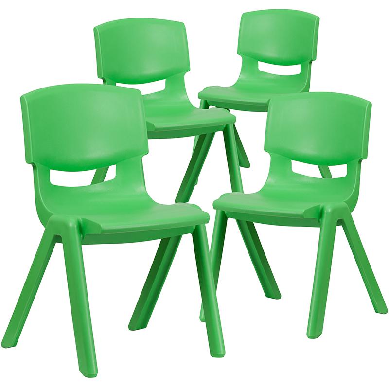 4 Pack Green Plastic Stackable School Chair with 15.5'' Seat Height. Picture 3