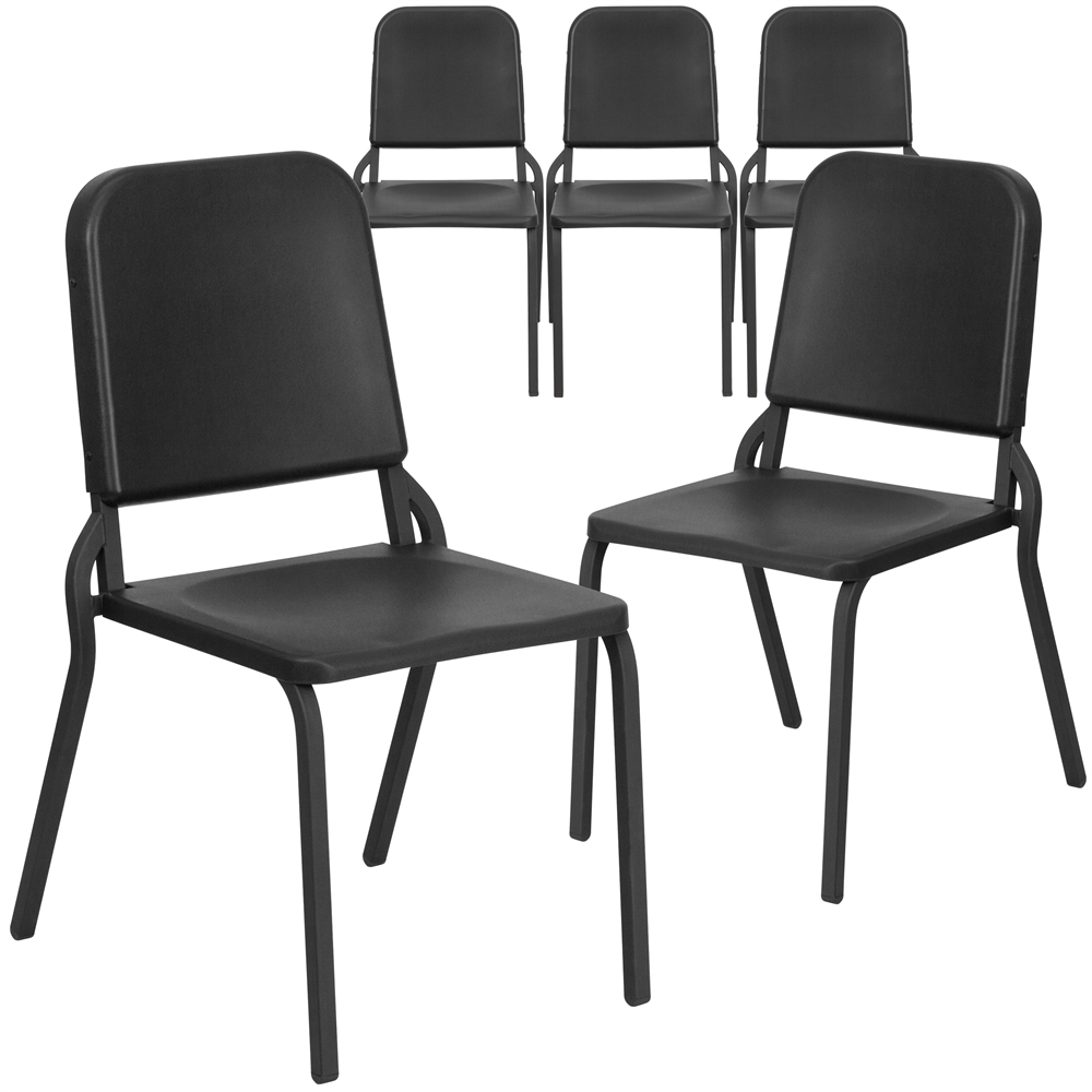 5 Pk. HERCULES Series Black High Density Stackable Melody Band/Music Chair. Picture 1