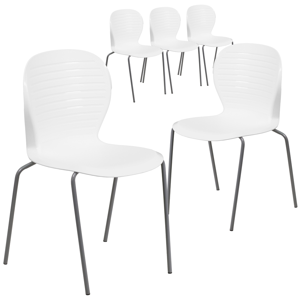 5 Pk. HERCULES Series 551 lb. Capacity White Stack Chair. Picture 1