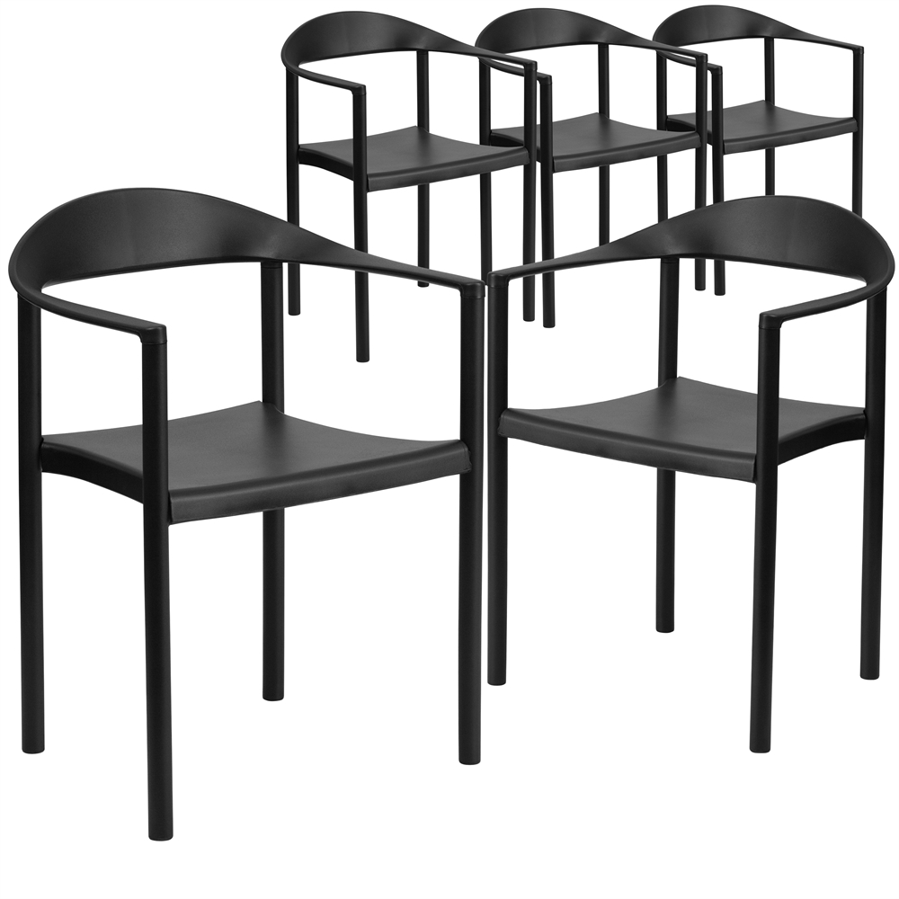 5 Pk. HERCULES Series 1000 lb. Capacity Black Plastic Cafe Stack Chair. Picture 1
