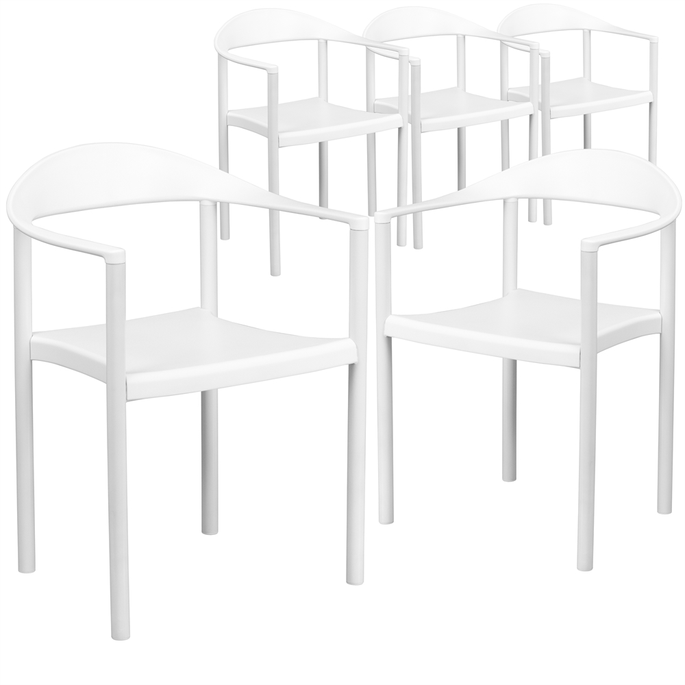 5 Pk. HERCULES Series 1000 lb. Capacity White Plastic Cafe Stack Chair. Picture 1