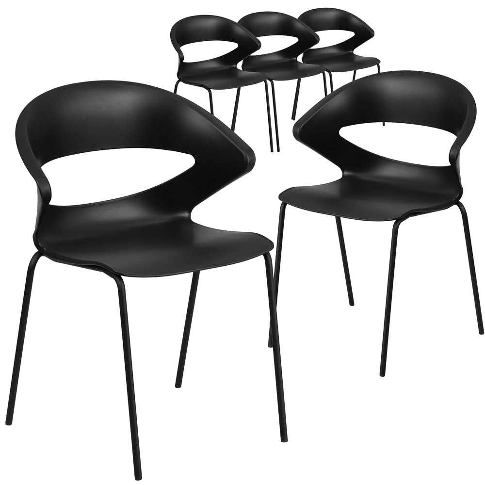5 Pk. HERCULES Series 440 lb. Capacity Black Stack Chair. Picture 1