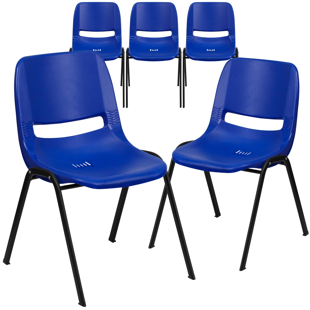 5 Pk. HERCULES Series 880 lb. Capacity Blue Ergonomic Shell Stack Chair. Picture 1
