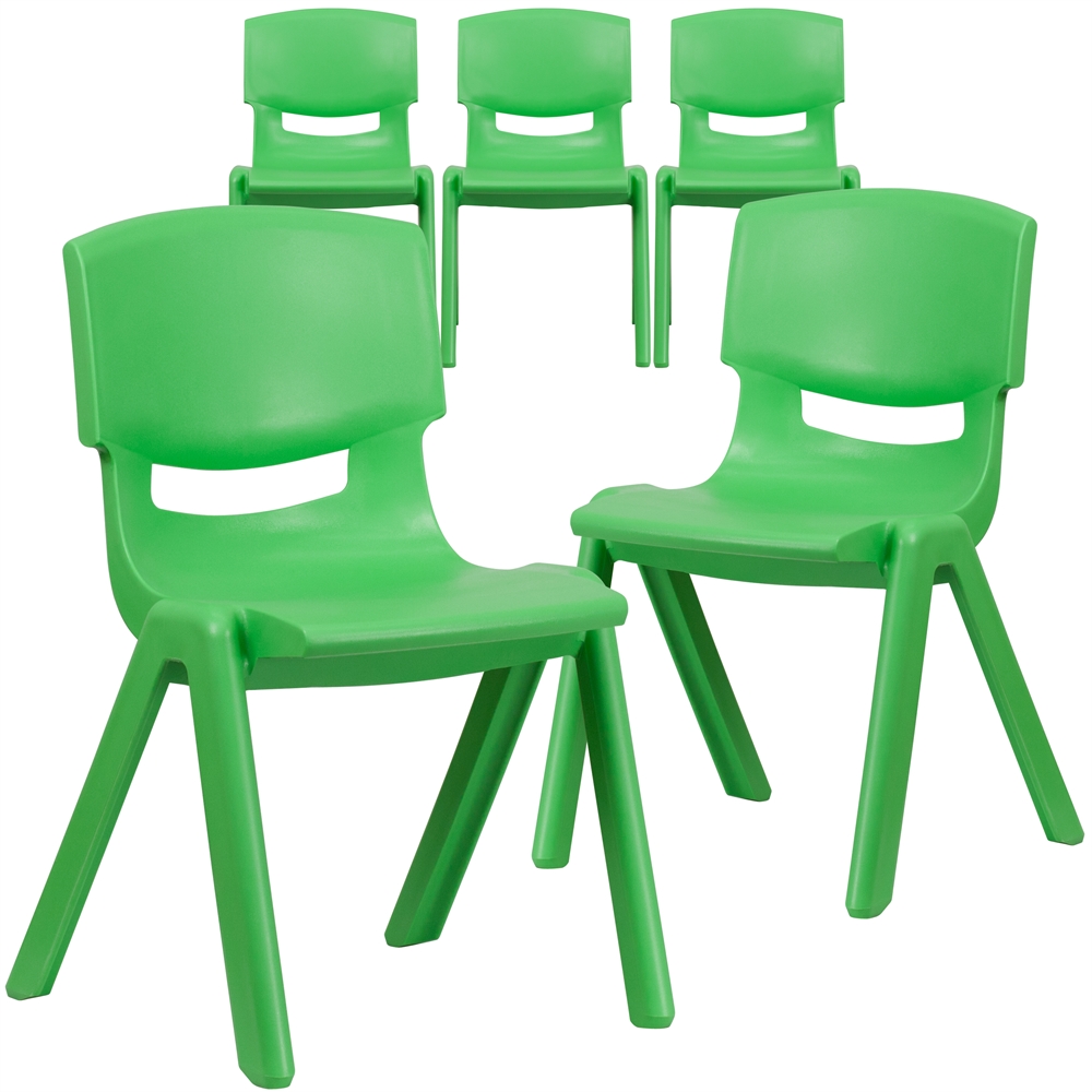 5 Pk. Green Plastic Stackable School Chair with 15.5'' Seat Height. The main picture.