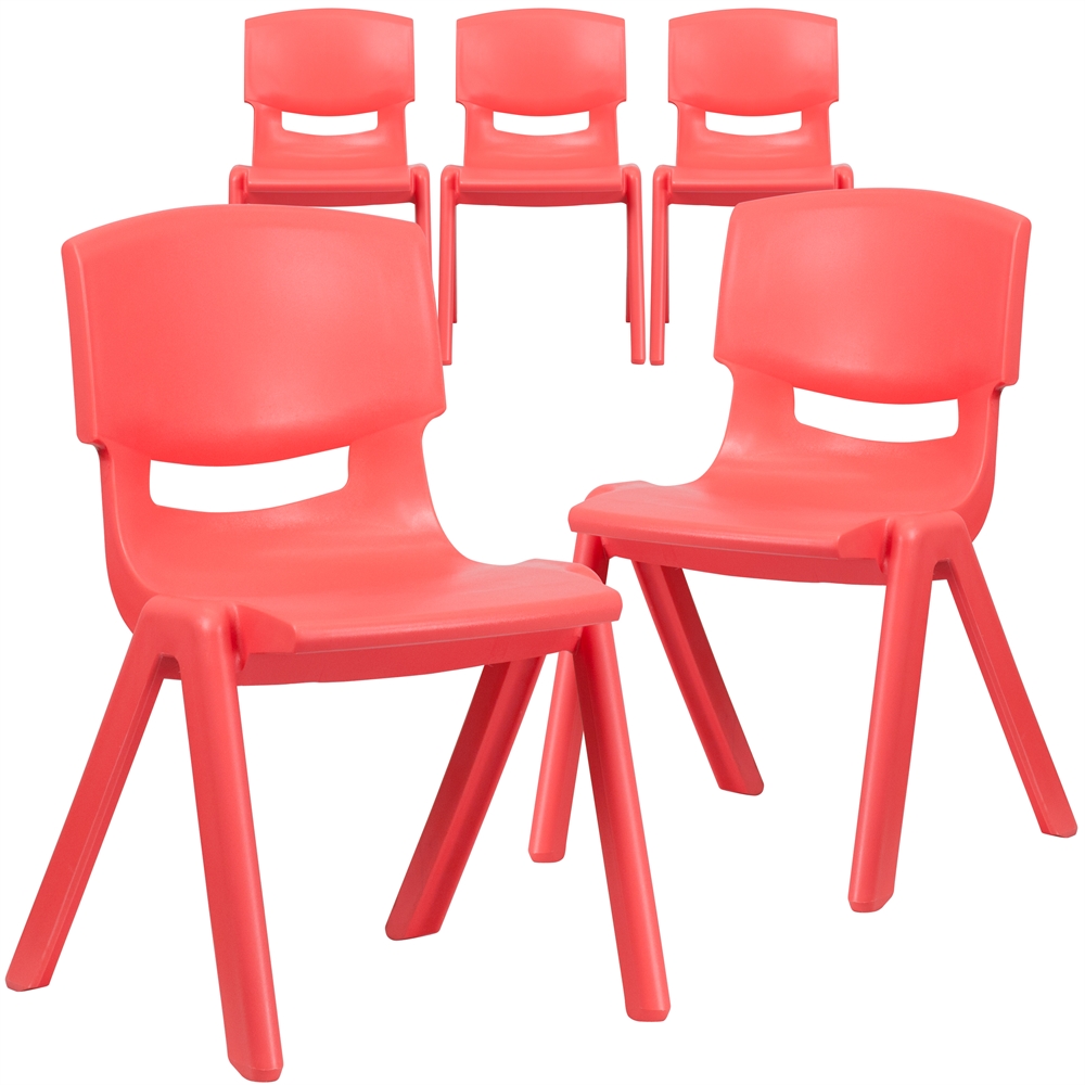 5 Pk. Red Plastic Stackable School Chair with 15.5'' Seat Height. Picture 1