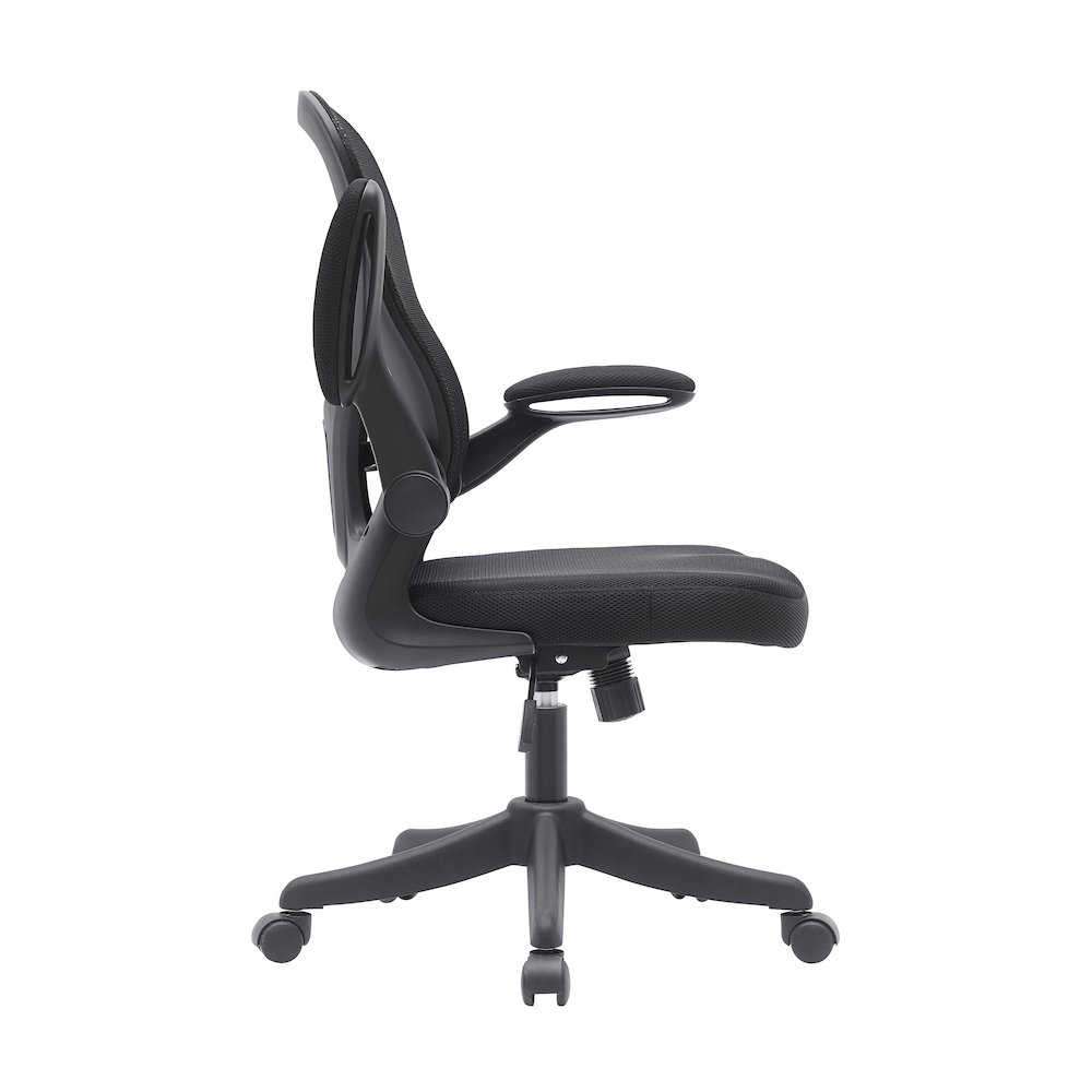 Techni Mobili Black Mesh Office Chair with Lumbar Support and Flip-Up Arms. Picture 6