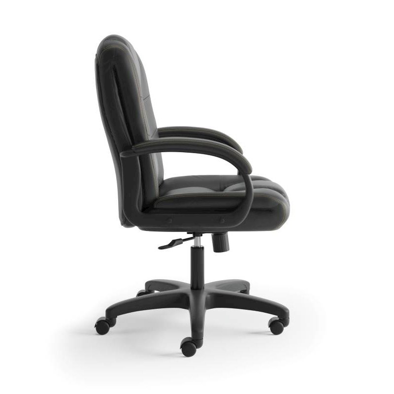 High-Back Executive Chair | Center-Tilt, Tension, Lock | Fixed Arms | Black Vinyl | Contrast Stitching. Picture 3