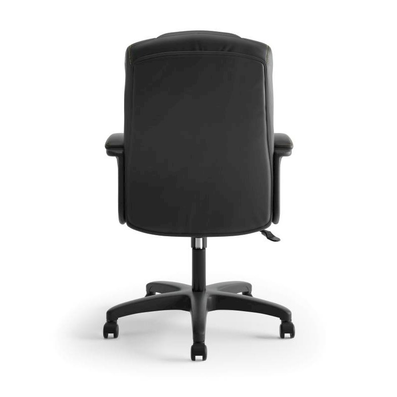 High-Back Executive Chair | Center-Tilt, Tension, Lock | Fixed Arms | Black Vinyl | Contrast Stitching. Picture 4