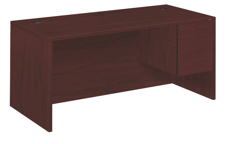 10500 Series Right Pedestal Desk | 1 Box / 1 File Drawer | 66"W x 30"D x 29-1/2"H | Mahogany Finish. Picture 1